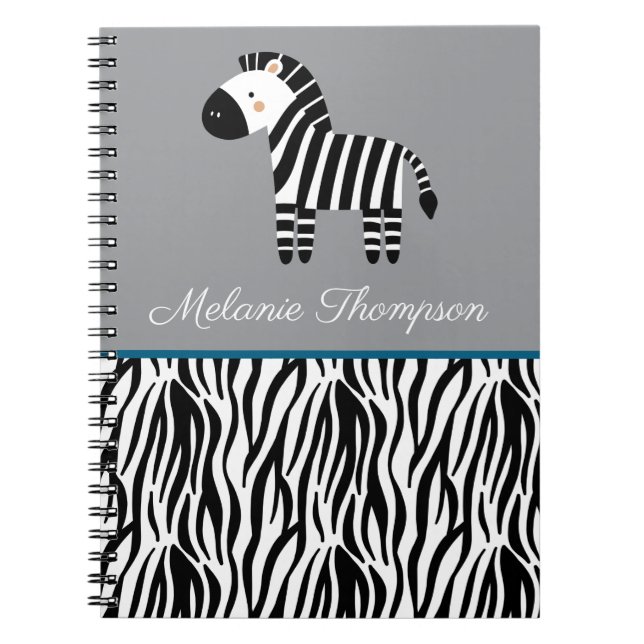 Carnet Motif Impression Zèbre Nom Personnalisé  (Devant)