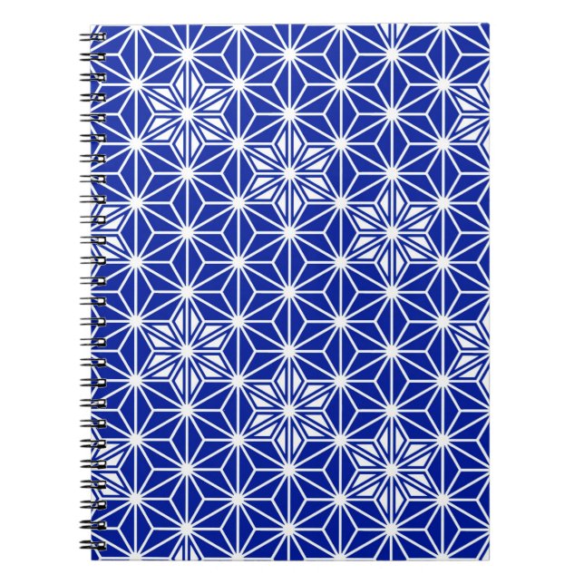 Carnet Motif japonais Asanoha - bleu de cobalt (Devant)