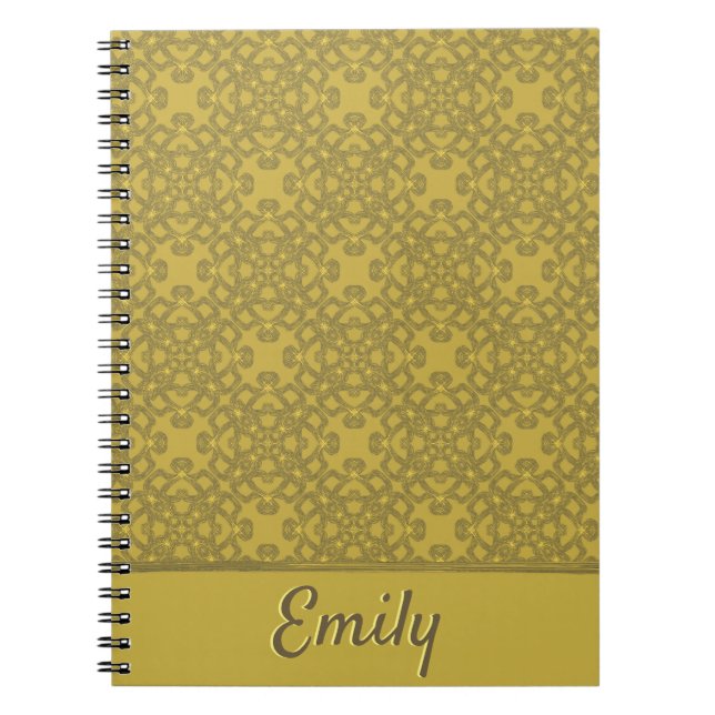 Carnet Motif jaune moutarde personnalisé (Devant)