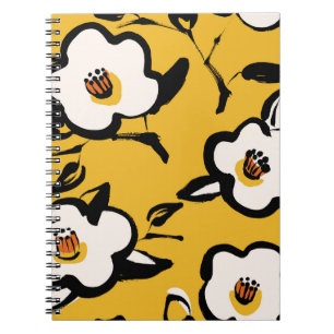 Carnet Motif jaune Vintage floral avec main mince dr