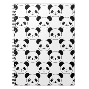 Carnet Motif Kawaii Panda En Noir Et Blanc