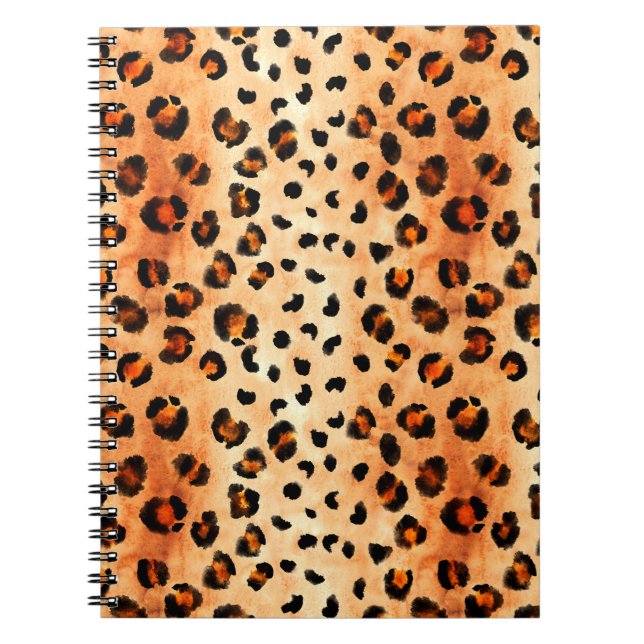 Carnet Motif léopard à l'aquarelle dessiné à la main. Fou (Devant)