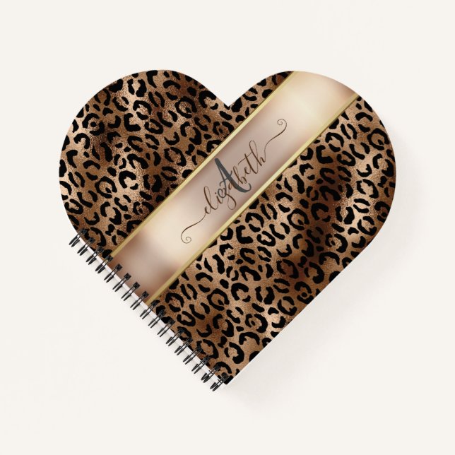 Carnet Motif léopard Bronze Noir Monogramme (Devant)