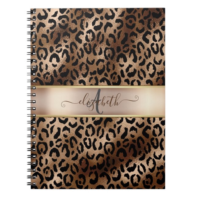 Carnet Motif léopard Bronze Noir Monogramme     (Devant)