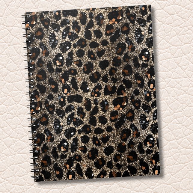 Carnet Motif Léopard Brun Noir Or Paillettes Luxe (Créateur téléchargé)