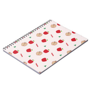 Carnet Motif Lettre A Pomme Rouge   Mignon Retour à l'éco