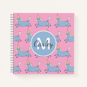 Carnet Motif licorne mignonne rose personnalisé féminin