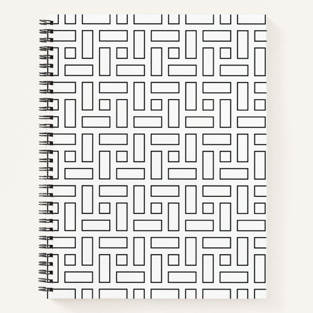 Carnet Motif linéaire noir et blanc - blanc (Devant)