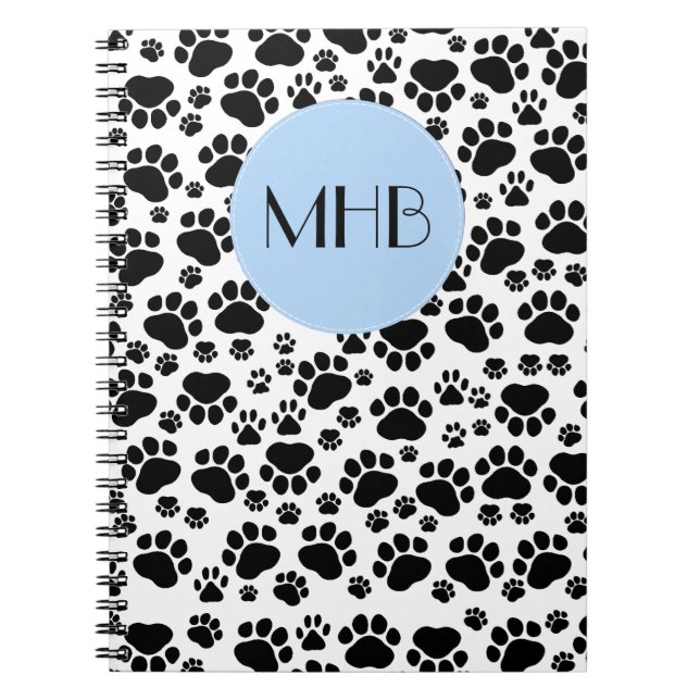Carnet Motif mâle, Patrouilles de chien, noir et blanc, M (Devant)