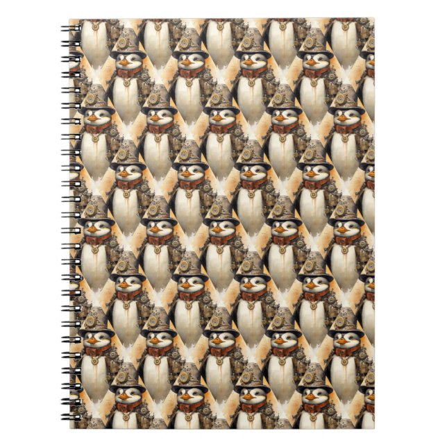 Carnet Motif Manchot Steampunk 1 (Devant)