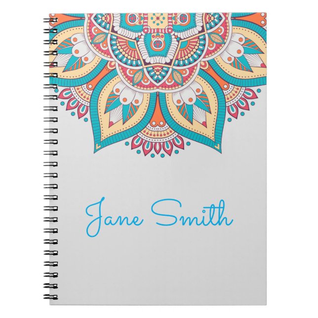 Carnet Motif mandala coloré nom marocain (Devant)