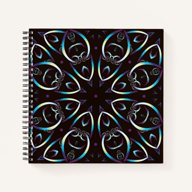 Carnet Motif Mandala en or bleu Lilac (Devant)