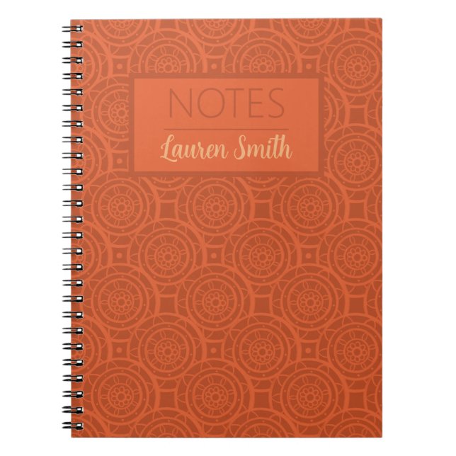 Carnet Motif Mandala Orange Terre Rétro (Devant)