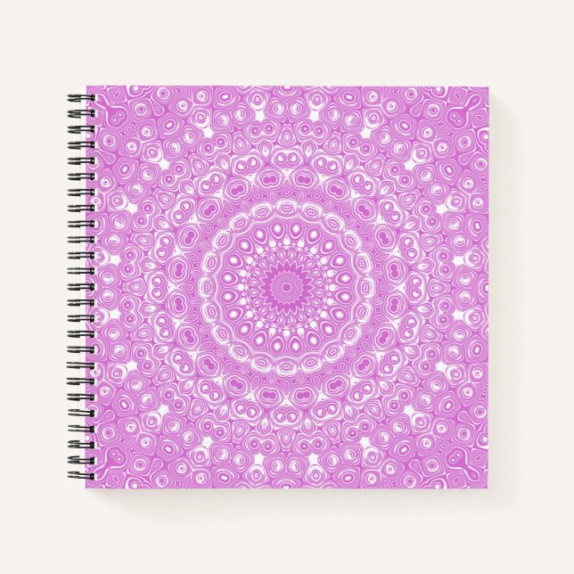 Carnet Motif Mandala Rose Orchidée (Devant)