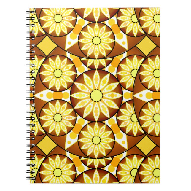 Carnet Motif Mandala, tons marron et or (Devant)