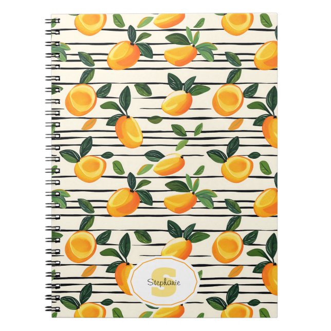 Carnet Motif Mango Aquarelle avec Feuilles verts (Devant)