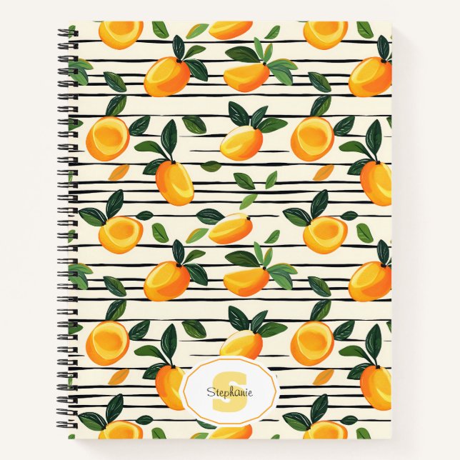 Carnet Motif Mango Aquarelle avec Feuilles verts (Devant)