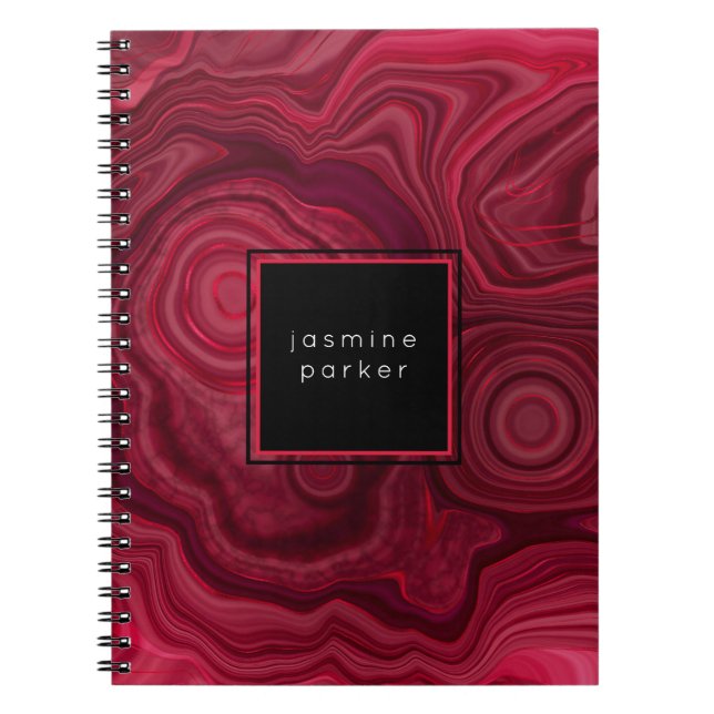 Carnet Motif marbré en agate abstraite rose profond avec  (Devant)