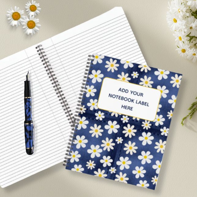 Carnet Motif Marguerites sur Denim (Créateur téléchargé)