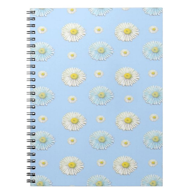 Carnet Motif marguerrier sur arrière - plan bleu clair (Devant)