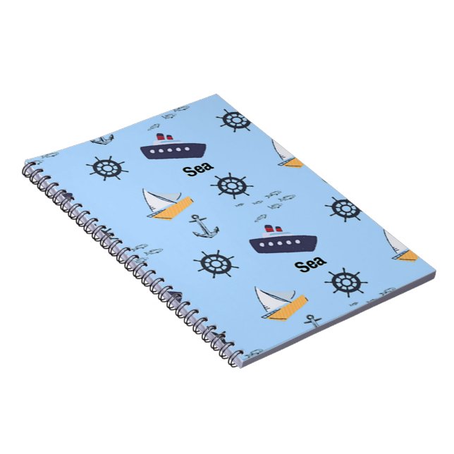 Carnet Motif marin sur fond bleu (Côté Droit)