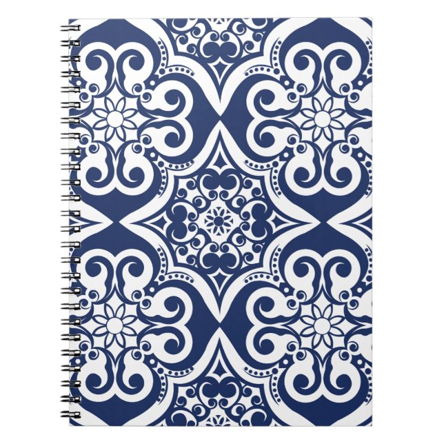 Carnet Motif marocain bleu et blanc (Devant)