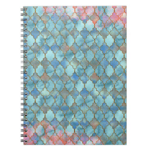 Carnet Motif marocain rose et bleu