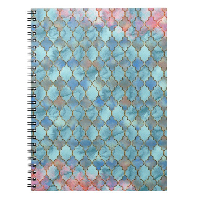 Carnet Motif marocain rose et bleu (Devant)