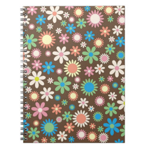 Carnet Motif marron de Flower Power mignon