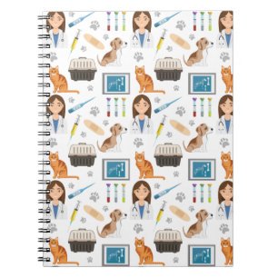 Carnet Motif Médical Coloré Vétérinaire Animal Docteur Vé