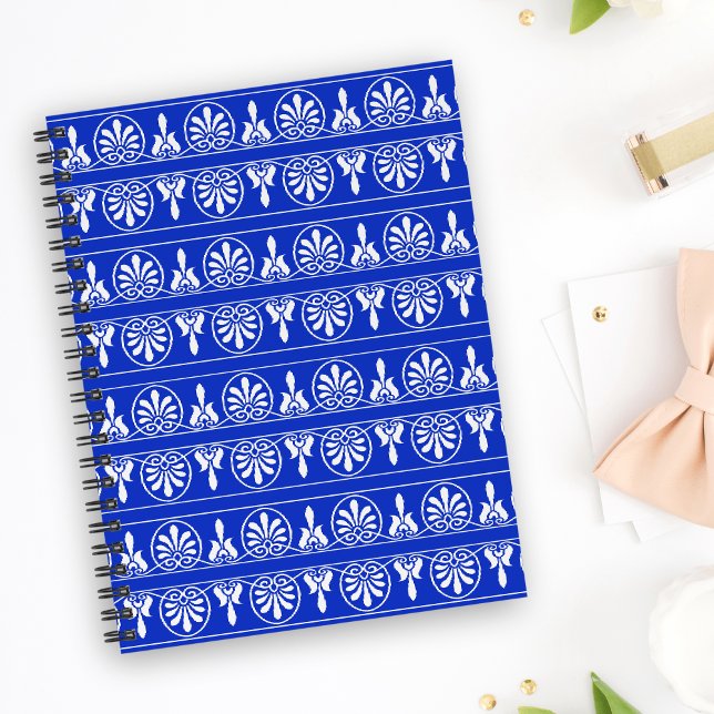 Carnet Motif méditerranéen grec Arabesque bleu (Créateur téléchargé)
