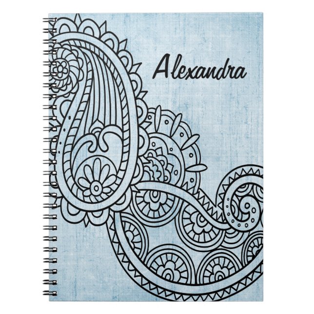 Carnet Motif Mehndi Bleu (Devant)