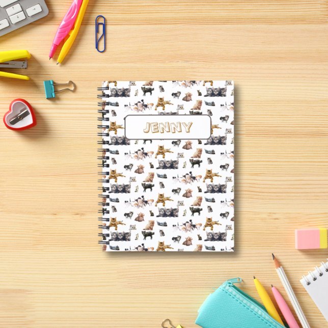 Carnet Motif mignon avec photos de Chats et chatons nom (Créateur téléchargé)