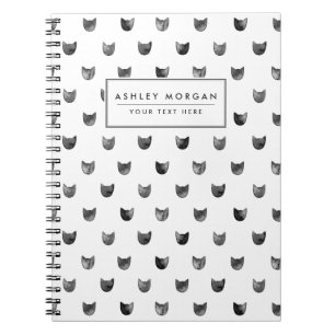 Carnet Motif mignon chic noir et blanc de chat