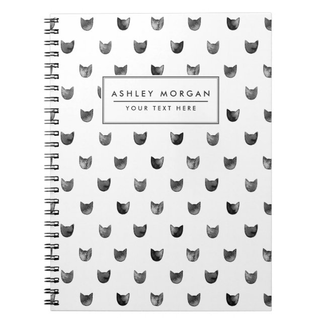 Carnet Motif mignon chic noir et blanc de chat (Devant)