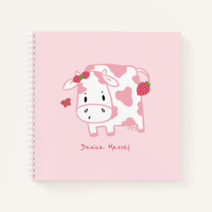 Carnet Motif mignon de la vache à fraise et des points