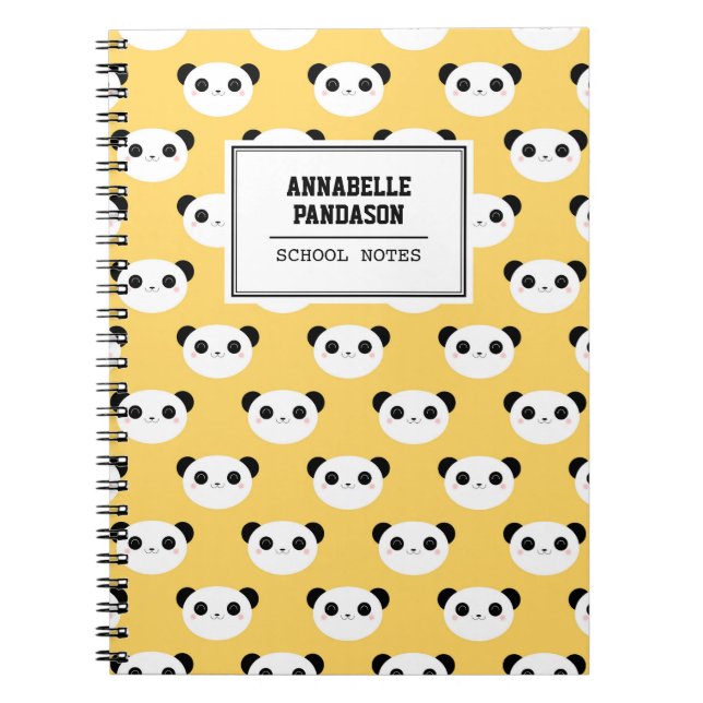 Carnet Motif mignon de visage de panda de Kawaii (Devant)