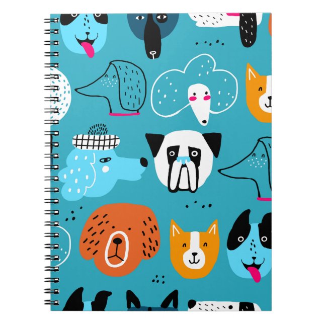 Carnet Motif mignon et sans couture avec des chiens drôle (Devant)