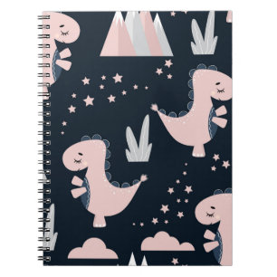 Carnet Motif mignon et transparent avec dinosaures roses 