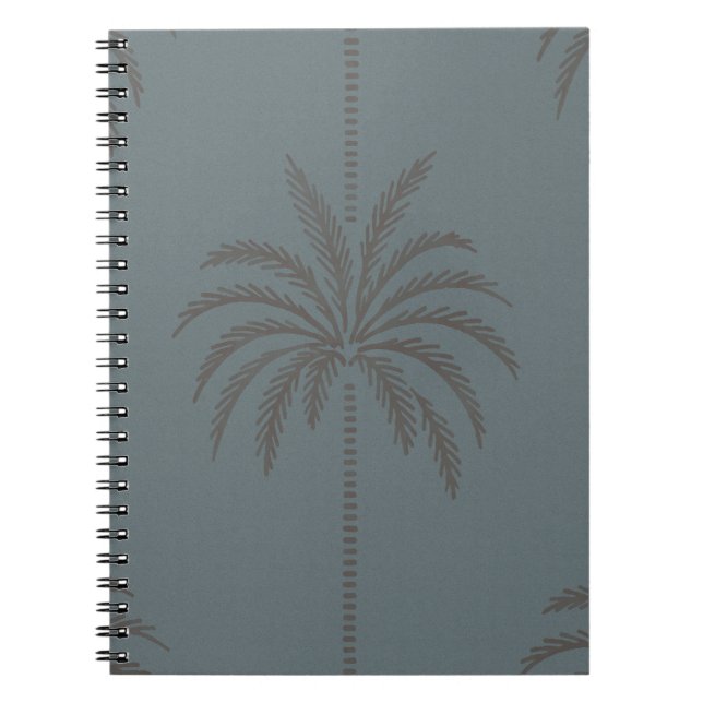 Carnet Motif minimal de palmier bleu gris tropical  (Devant)