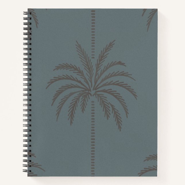 Carnet Motif minimal de palmier bleu gris tropical  (Devant)