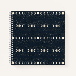 Carnet Motif minimaliste des phases lunaires avec des éto