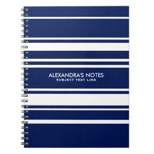 Carnet Motif Moderne Blanc Et Royal Bleu