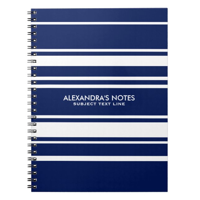 Carnet Motif Moderne Blanc Et Royal Bleu (Devant)