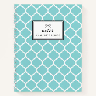 Carnet Motif moderne Blue Quatrefoil Personnalisé