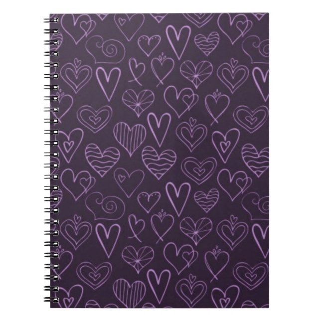 Carnet Motif moderne de coeur foncé violet (Devant)
