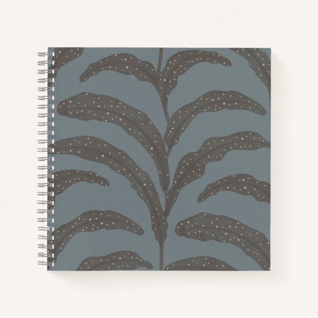Carnet Motif Moderne de Feuille de Palmier Tropical Charb (Devant)