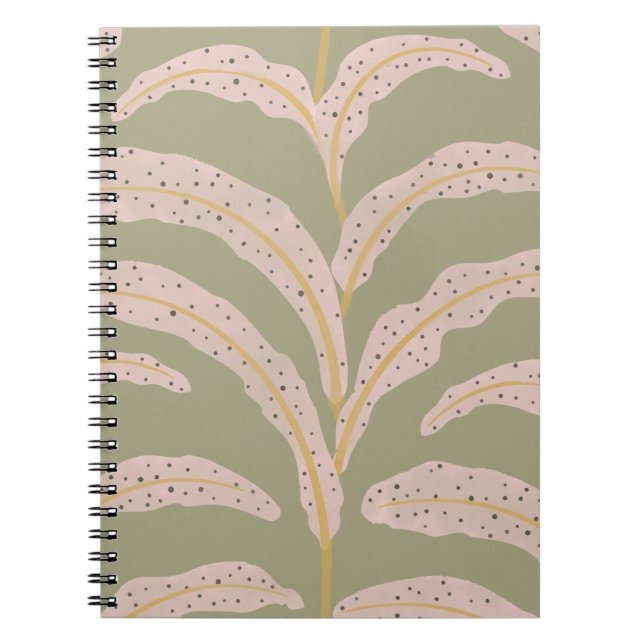 Carnet Motif Moderne de Feuille de Palmier Tropical Sage  (Devant)