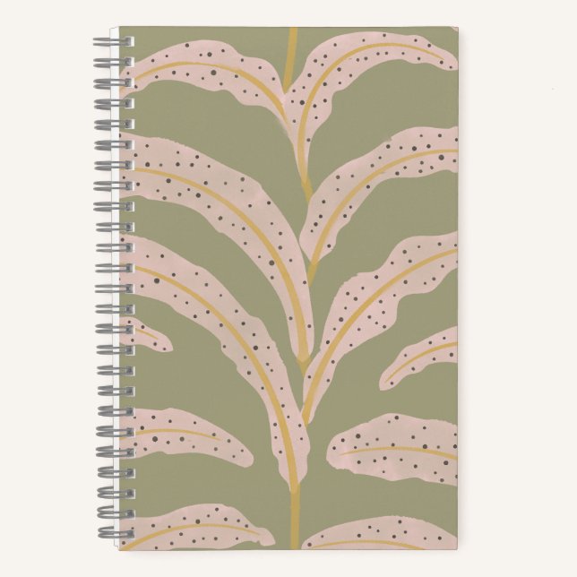 Carnet Motif Moderne de Feuille de Palmier Tropical Sage  (Recto)