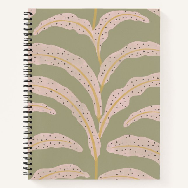 Carnet Motif Moderne de Feuille de Palmier Tropical Sage  (Devant)